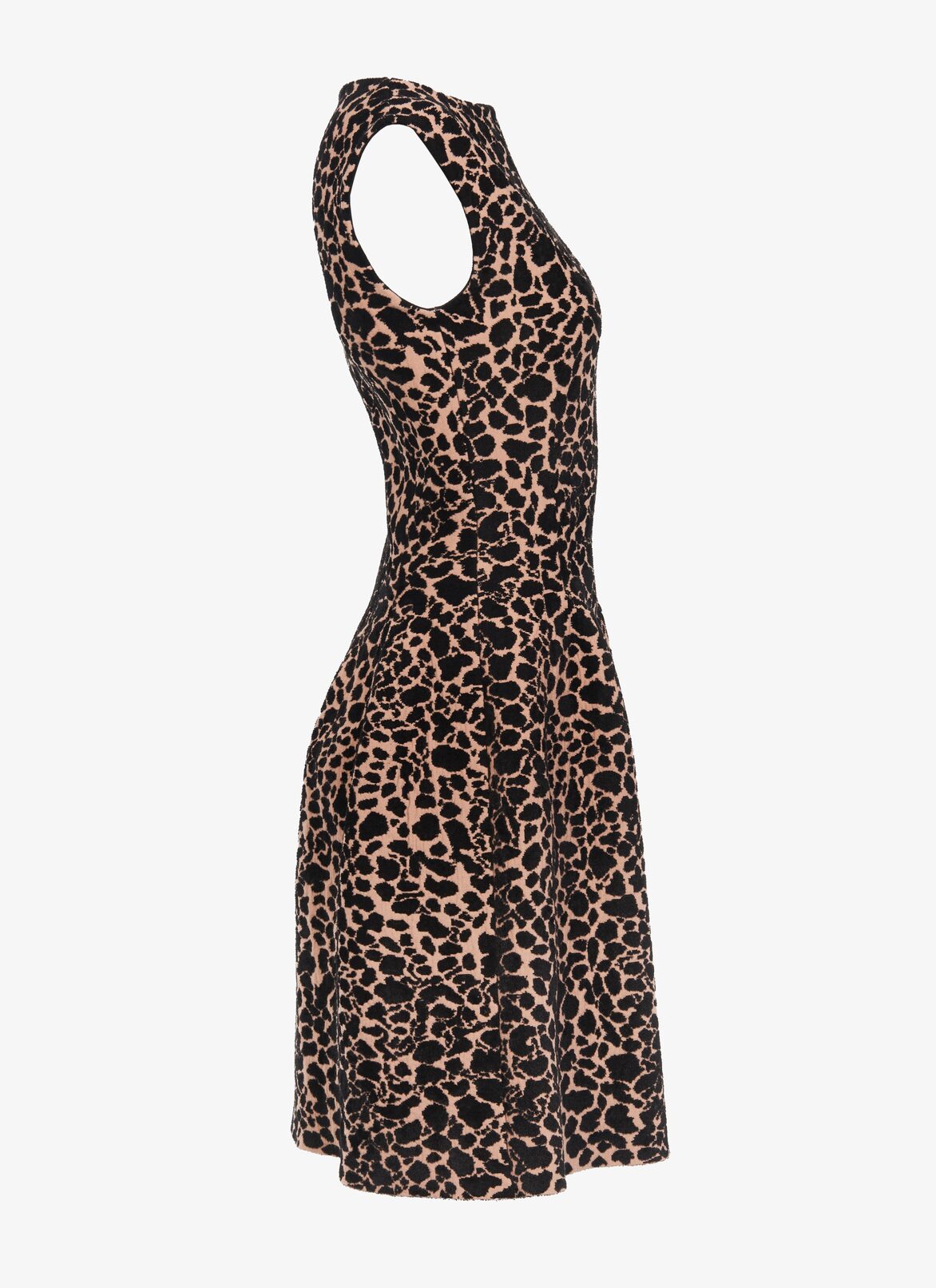 Panther velvet jacquard flared dress ALAÏA BLUSH/BLACK PANTHER VELVET JACQUARD FLARED DRESS
